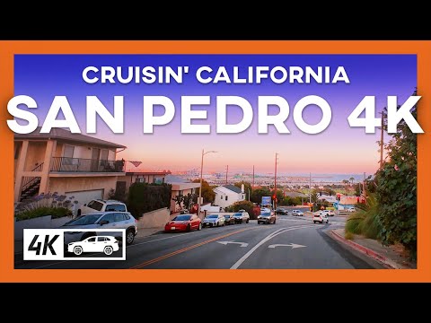 Sunset Drive in San Pedro, California – Coastal Views, Korean Friendship Bell & LA Port Bridge | 4K