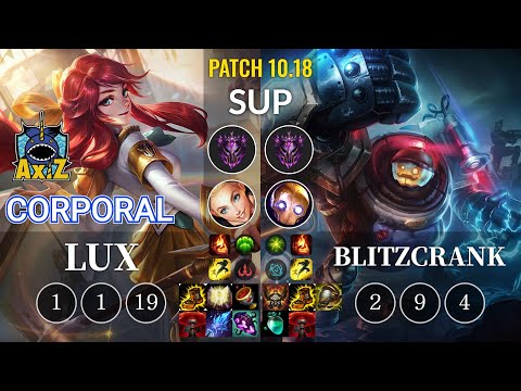 AXIZ Corporal Lux vs Blitzcrank Sup - KR Patch 10.18