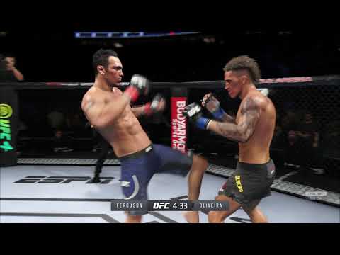 UFC 256 Charles Oliveira vs Tony Ferguson Full Fight Highlights | UFC Flyweight (UFC 4)