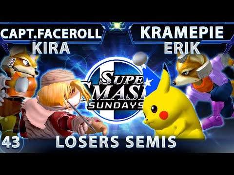 SSS 43 - Captain Faceroll & Kira (Red) Vs. KramePie & Erik (Blue) SSBM Losers Semis - Smash Melee