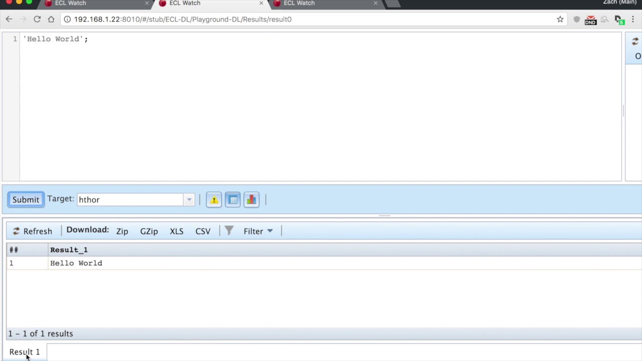 ECL - 'Hello World' Example