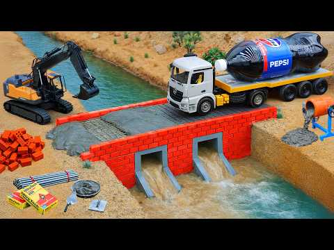 DIY Mini Machinery Building Bridge With Drain System And Truck Test 🌉 Satisfying Build