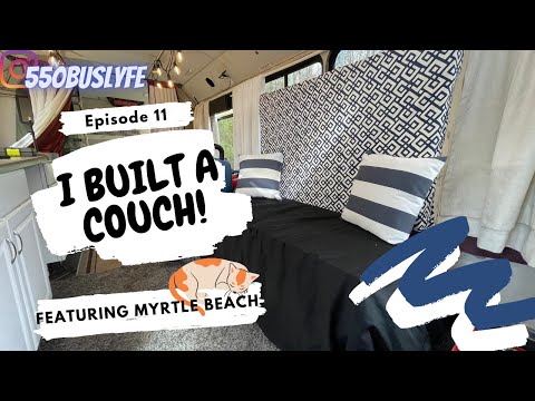 Buslife - DIY Sofa Lounge In A Shuttle Bus Conversion - myrtle beach tour