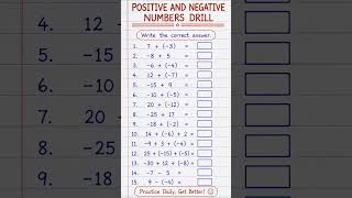 Positive and Negative Numbers Drill