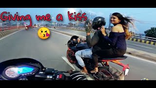 Cute Girl Giving me a kiss/ crazy Rider on Ktm Rc 