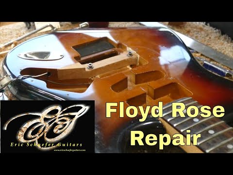 Wood patch repair for a Floyd Rose bridge