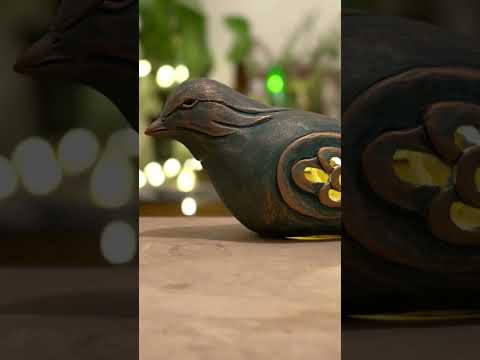 Awesome clay bird which shines! | clay candle holder!