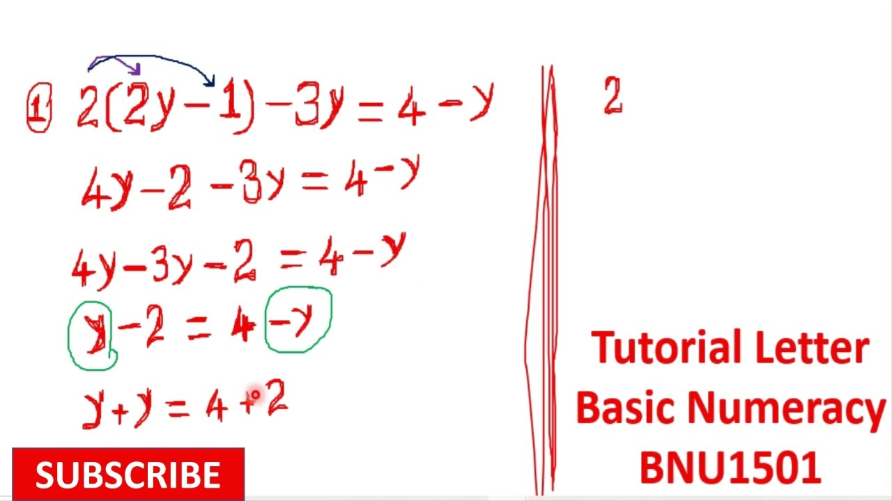 BNU1501. Basic numeracy. explicit explanation of how to solve y. extracted from previous Question P