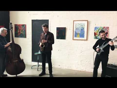 Michael Bisio, Nick Lyons, and Álvaro Domene at the Lace Mill, Kingston, New York.