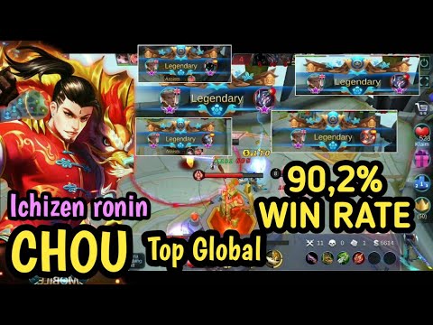 CHOU 90,2% WIN RATE ⚡ TOP GLOBAL ( Ichizen ronin ) Slaughtering enemies