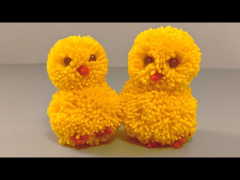 Super Easy Pom Pom Chicken Making Idea with Fingers   DIY Pom Pom Chick