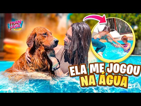 POOL WITH MY DOG! SHE THREW ME IN THE POOL 😱- Fran Japa