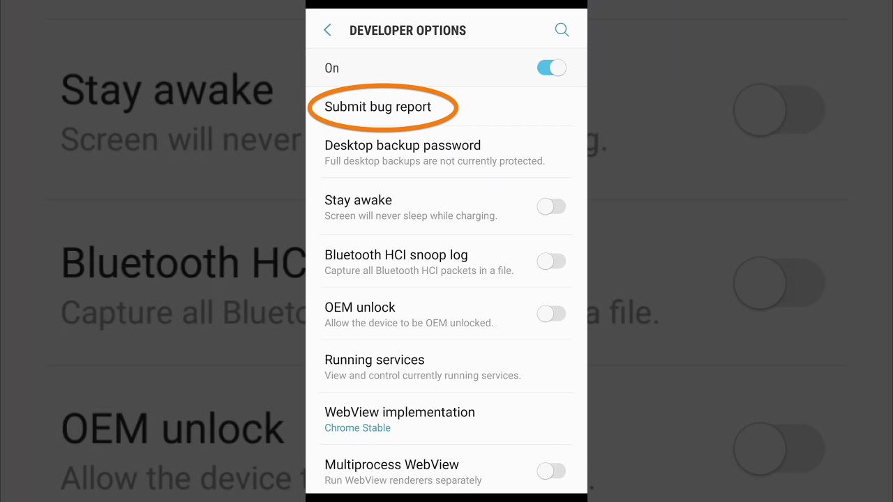 How to send an Android bug report