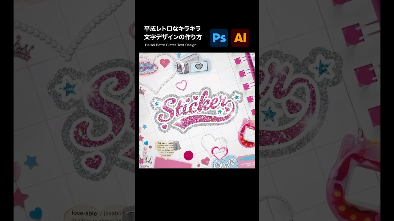 【Photoshop】【Illustrator】平成レトロな「キラキラ文字デザイン」の作り方 #photoshop #illustrator