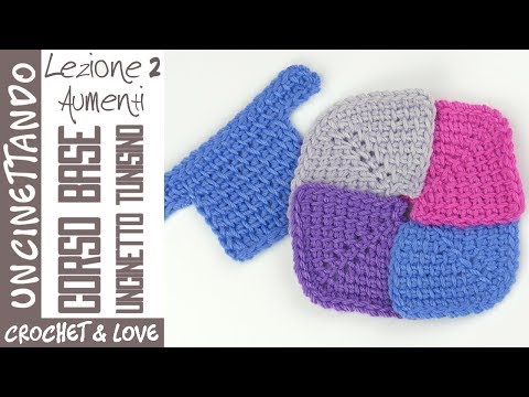 Corso Uncinetto Tunisino - Lezione 2 - gli Aumenti Singoli e Multipli (sub. eng. y esp.)