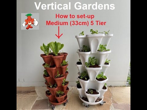 How To Set-up a Vertical Garden | Mr Stacky Medium (33cm) Stacking Planters with Heavy Duty Trolley
