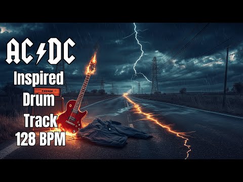 AC/DC Style Drum Backing Track | 128 BPM | Straight Hard Rock Drum Groove