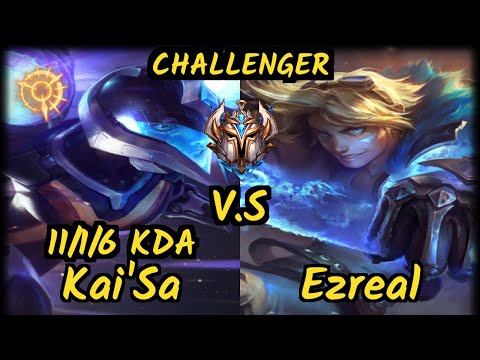 MMM K1ng (KAI'SA) vs EZREAL - 11/1/6 KDA BOTTOM ADC CHALLENGER GAMEPLAY - OC