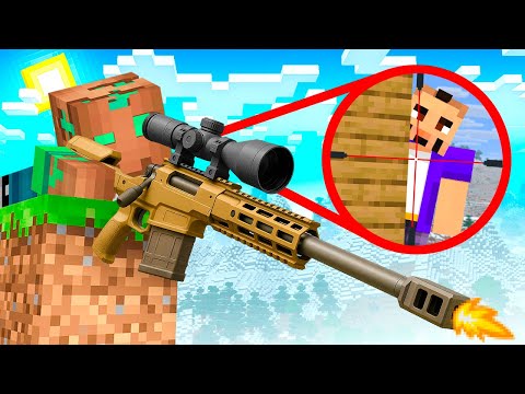 Usé ARMAS REALES Jugando al Escondite en Minecraft!
