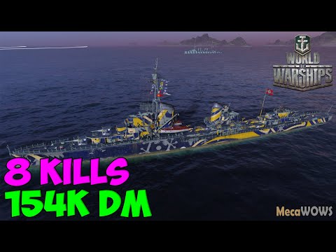 World of WarShips | Leberecht Maass | 8 KILLS | 154K Damage - Replay Gameplay 4K 60 fps