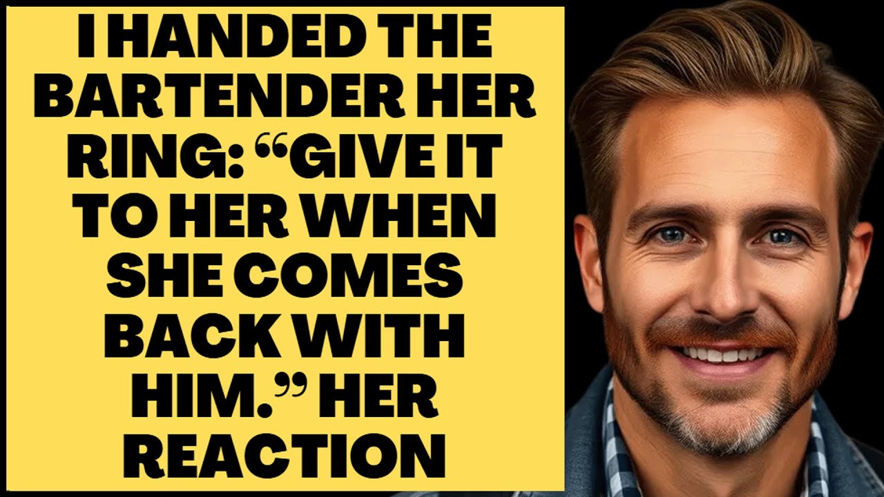 I handed the bartender her ring: “Give it to her when she comes back with Hhm.” Her reaction was