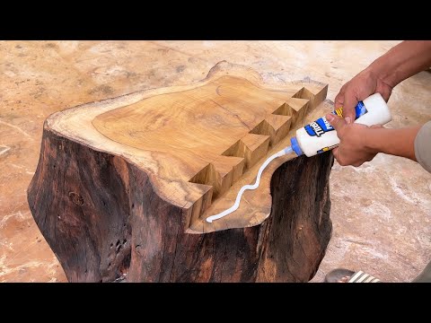 Extremely Elaborate Woodworking Process // A Long Dining Table With Strangely Sturdy Legs