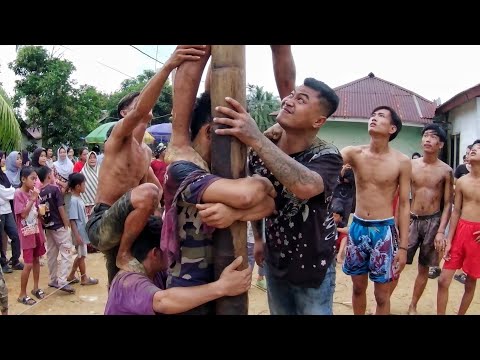 Grease Pole Climbing Competition 17th August, Sungai Pangkalan II Village, Celebration of the 79t...