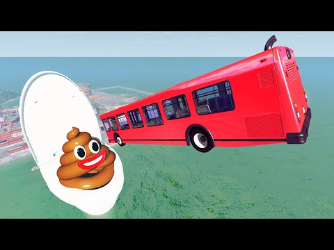 BeamNG Drive - Cars Jumping Into Giant Toilet With Starange Thing In It  | Cars Crashes Compilation