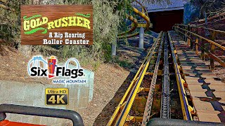 2025 Gold Rusher Roller Coaster On Ride Front Seat 4K POV Six Flags Magic Mountain