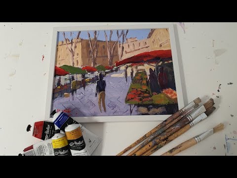 Learn To Paint TV E92 "Aix En Provence Market Place" Beginners Acrylic Painting