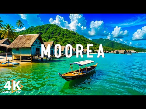 Moorea 4K 🌊 Fly Over Lush Valleys, Emerald Waters & Breathtaking Views - Nature Video Ultra HD