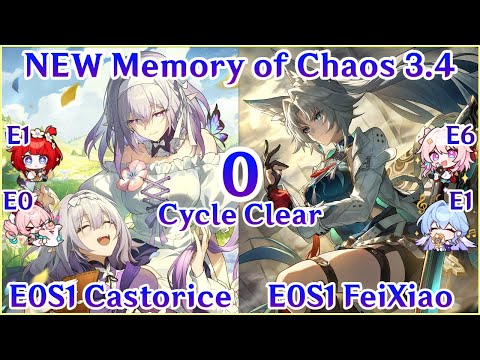 NEW 3.4 MOC Floor 12 - E0S1 Castorice x E0S1 FeiXiao 0 Cycle Clear 01遐蝶飞霄0T史瓦罗砂金 | Honkai Star Rail