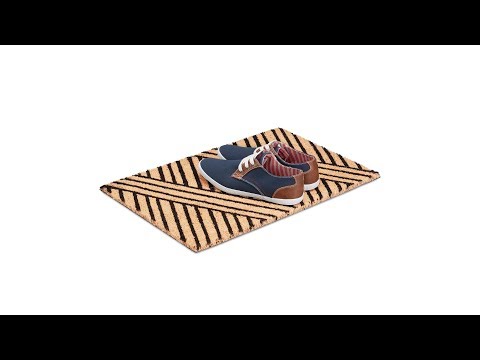 Fußmatte Streifen Beige - Schwarz - Naturfaser - Kunststoff - 60 x 2 x 40 cm