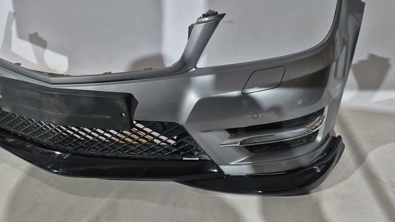 Mercedes C-class W204 2007-2015 рр. Накладка на передній бампер DPT V2 (2011-2015, чорний глянець) Video 1