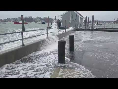 Huge waves crash into homes, flooded and damaged homes in Scituate, Massachusetts, USA  02-02-2021