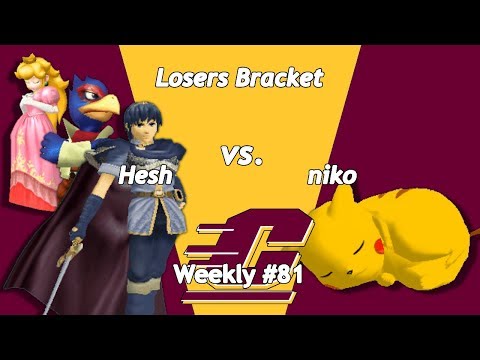 Hesh (Marth, Falco, Peach) vs niko (Pikachu) - SSBM Singles - CMU Weekly #81