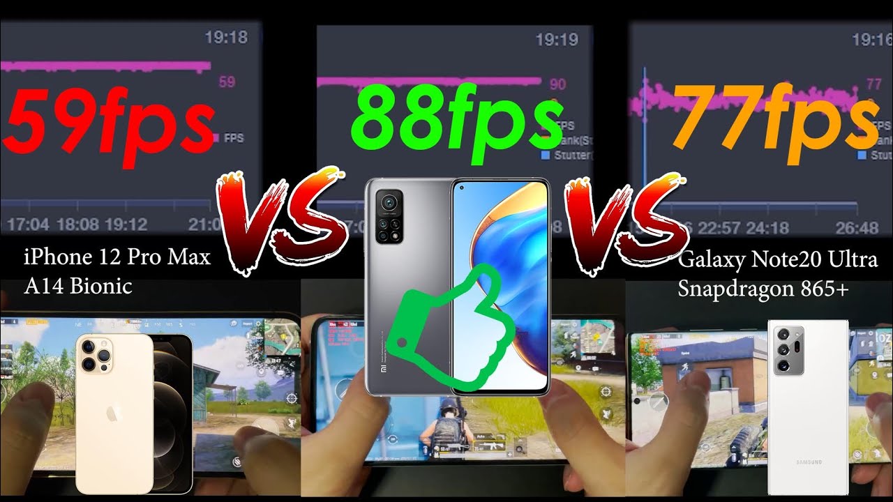 60fps vs 90fps! iPhone 12 Pro Max, Xiaomi Mi 10T Pro, Note 20 Ultra PUBG HDR Gaming Test Comparison