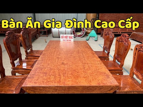 Bàn Ăn Nguyên Khối Cao Cấp gỗ Cẩm Lai Vân Chun | BGNK521