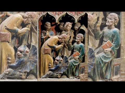 Ordo Virtutum [Η τάξη των Αρετών, περ. 1151] της Hildegard von Bingen [Χίλντεγκαρντ φον Μπίνγκεν], από το φωνητικό σύνολο Seraphic Fire [Σεραφίκ Φάιρ] υπό τη διεύθυνση του Patrick Dupré Quigley [Πάτρικ Ντυπρέ Κουίγκλεϋ]. Μέρος της έρευνας θεωρεί το μουσικό αυτό δράμα πρωιμότερη ηθολογία, με την ένταξή του στο είδος να παραμένει αμφισβητούμενη. Δεκαέξι έως δεκαεπτά προσωποποιημένες Αρετές διεκδικούν την Anima [Ψυχή] από τον Διάβολο, το μόνο πρόσωπο που δεν τραγουδά αλλά εκφωνεί τον λόγο του, στερούμενο τη θεία αρμονία.