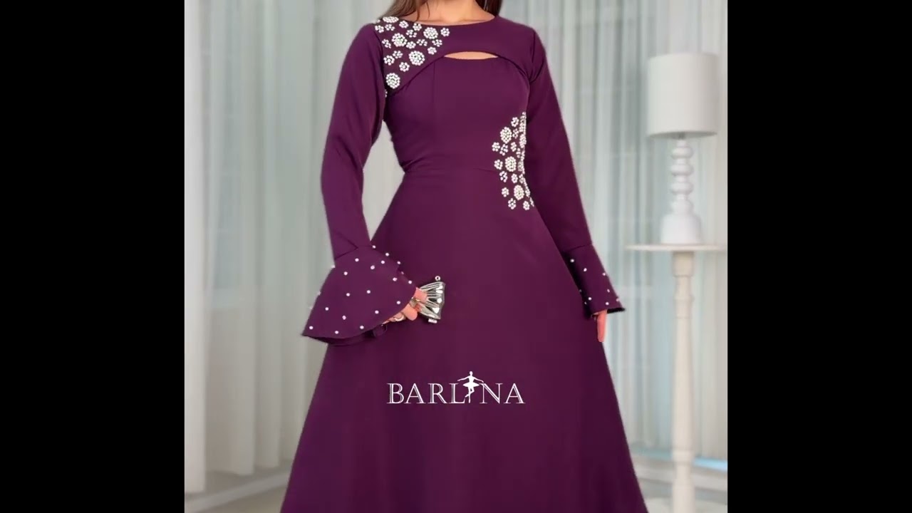Dark purple two-piece dress with bell sleeves - XXL