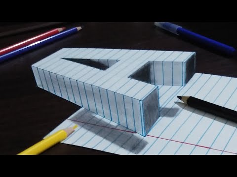 Very Easy!! How To Drawing 3D Floating Letter "A" #2 - Anamorphic Illusion - 3D Trick Art on paper