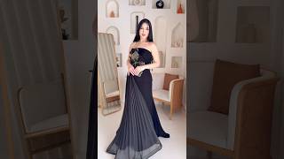 فستان أسود ملكي بتطريز فراشة فاخر