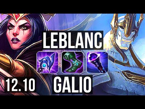 LEBLANC vs GALIO (MID) | 8/1/9, 66% winrate, Godlike | EUW Diamond | 12.10
