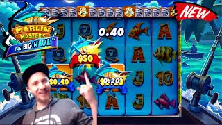 Huge Win On The New Slot Machine Marlin Masters: The Big Haul. 1st Impressions! Hitting Every Bonus!