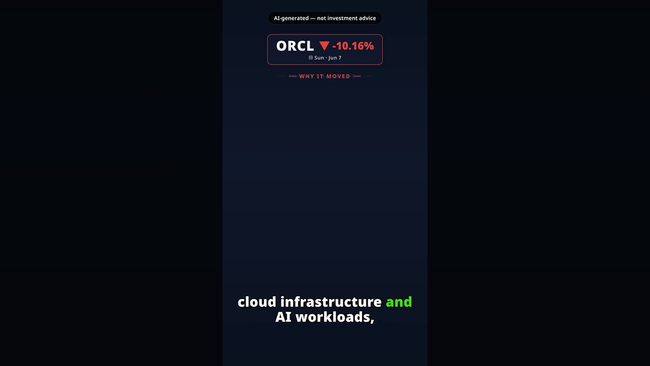 Why Is Oracle Stock Plunging Today? ORCL -10.16% (Jun 7) — Trillion Club Pullback