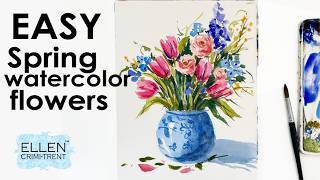 Watercolor Technique for Simple and EASY Spring flowers