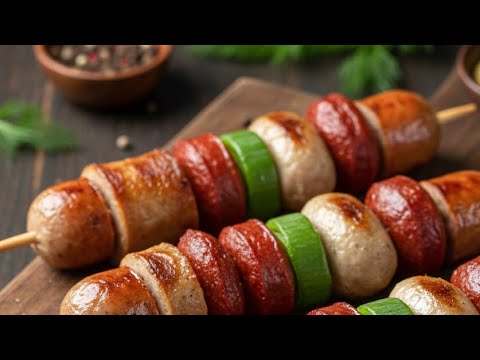 [Grillen mit Gas] #085 - Wurst Spieße  [Rezepte für Q100-Q120-Q1100-Q1200-Q2200-Q3200-Baby-Q]]