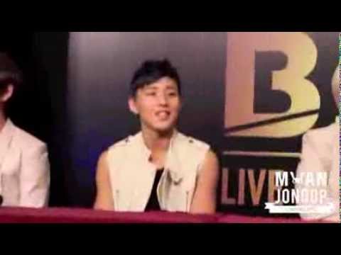 130807 B A P's Press conference  Jongup waving, DaeJong & HimUp moments & B A P saying goodbye