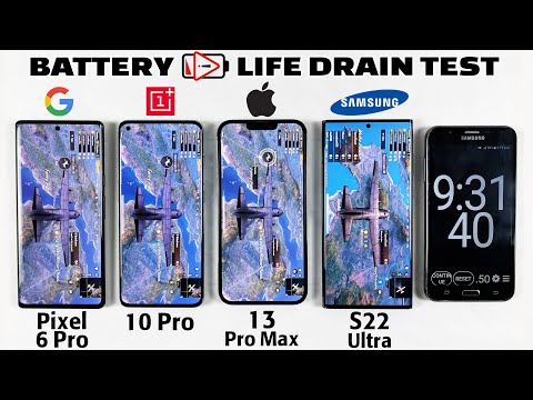 Pixel 6 Pro vs OnePlus 10 Pro vs iPhone 13 Pro Max vs S22 Ultra Battery DRAIN TEST! INSANE Result😳