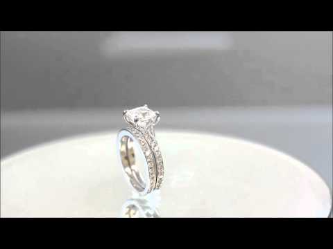 18K WHITE GOLD PRINCESS CUT DIAMOND ENGAGEMENT RING AND BAND - KNR INC - 821
